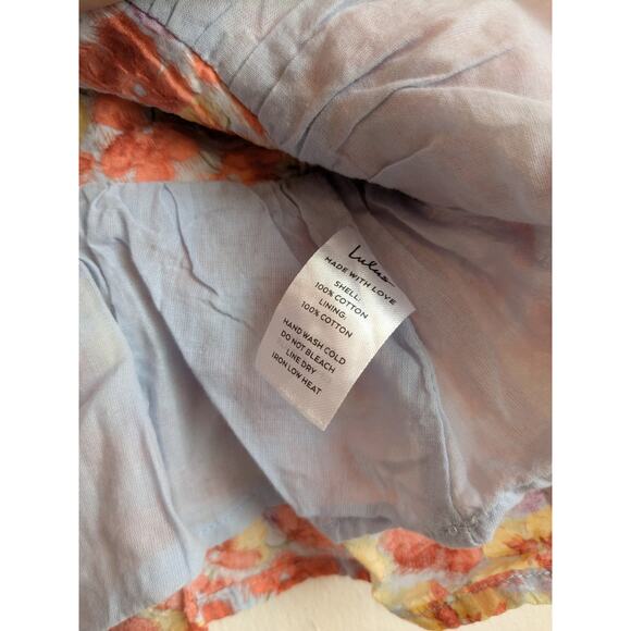 Lulus Peplum Top Flirtatious Blooms Multi Floral Ruffled Sleevelees Orange Sz S - Picture 6 of 10